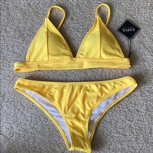 NWT yellow triangle bikini